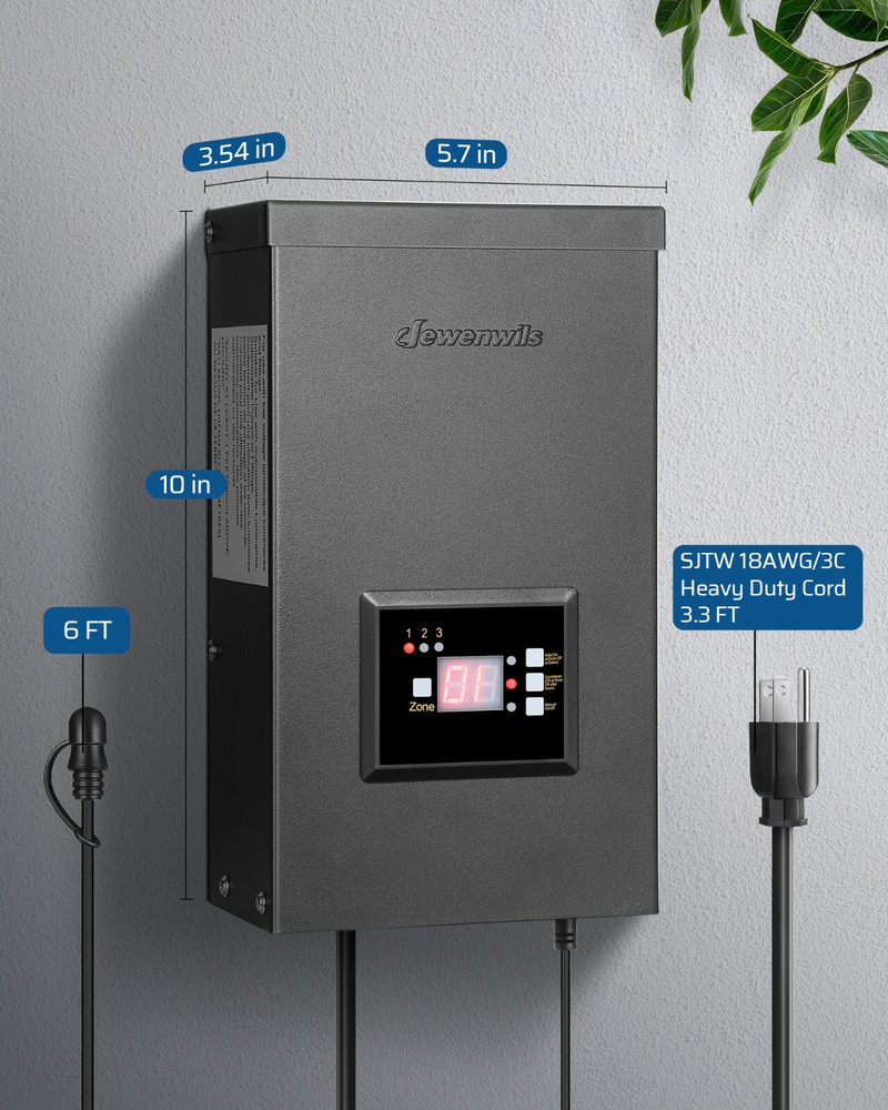 DEWENWILS 200W Low Voltage Transformer Timer and Photocell Sensor Weatherproof