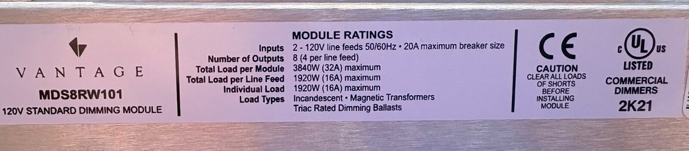 Vantage MDS8RW101 Standard Dimming Module
