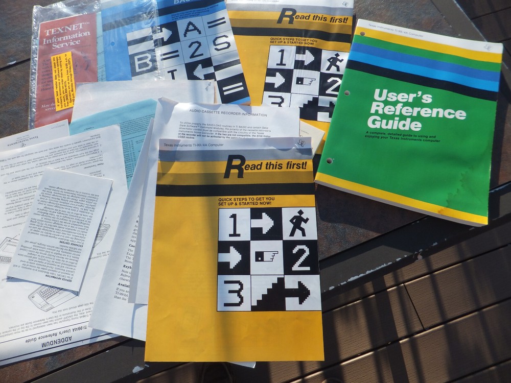 Vintage Texas Instruments 99/4A Personal Computer Manuals, Adapter & Extras