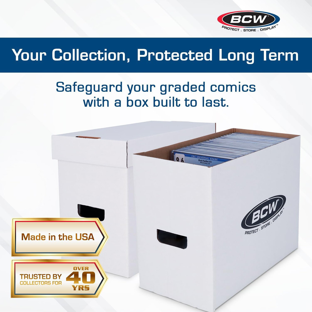 Graded Comic Book Storage Box - 5 Pack | Durable White Corrugated Paper | Fits C