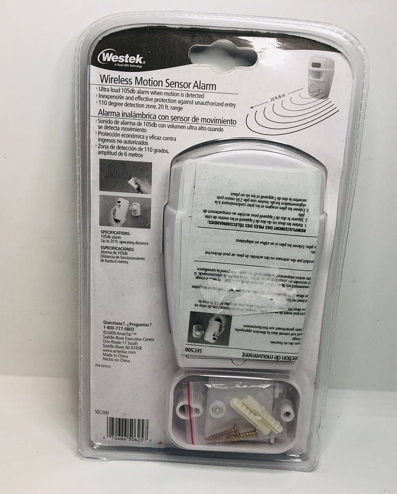 Westek Wireless Motion Sensor Alarm SEC500 with 2 Remote Controls*NEW*