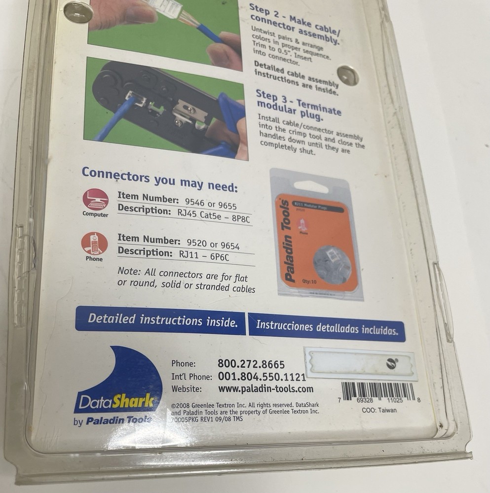 DataShark 70005 Modular Plug Crimper Tool Data/Phone Cable RJ45 RJ11 NETWORK New