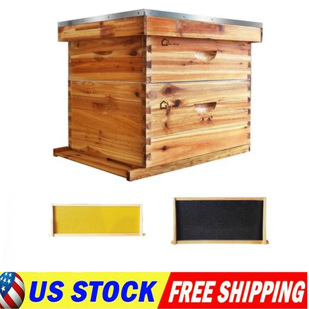 Langstroth 20 Frame Bee Hive Boxes Starter Kit Beehive for Beekeeping Supplies