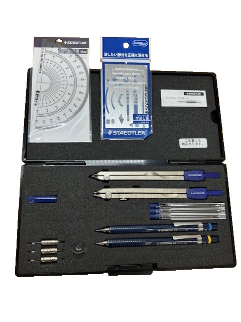 STAEDTLER Drawing Instrument Drafting Compass Set Geometry Tools Open Box Japan