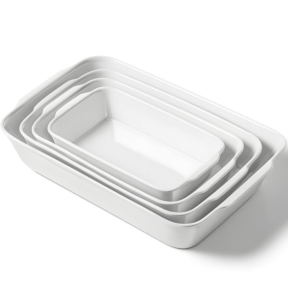 HOMBENE Baking Dish Set for 4, Ceramic Bakeware Sets with Handles, Casserole ...
