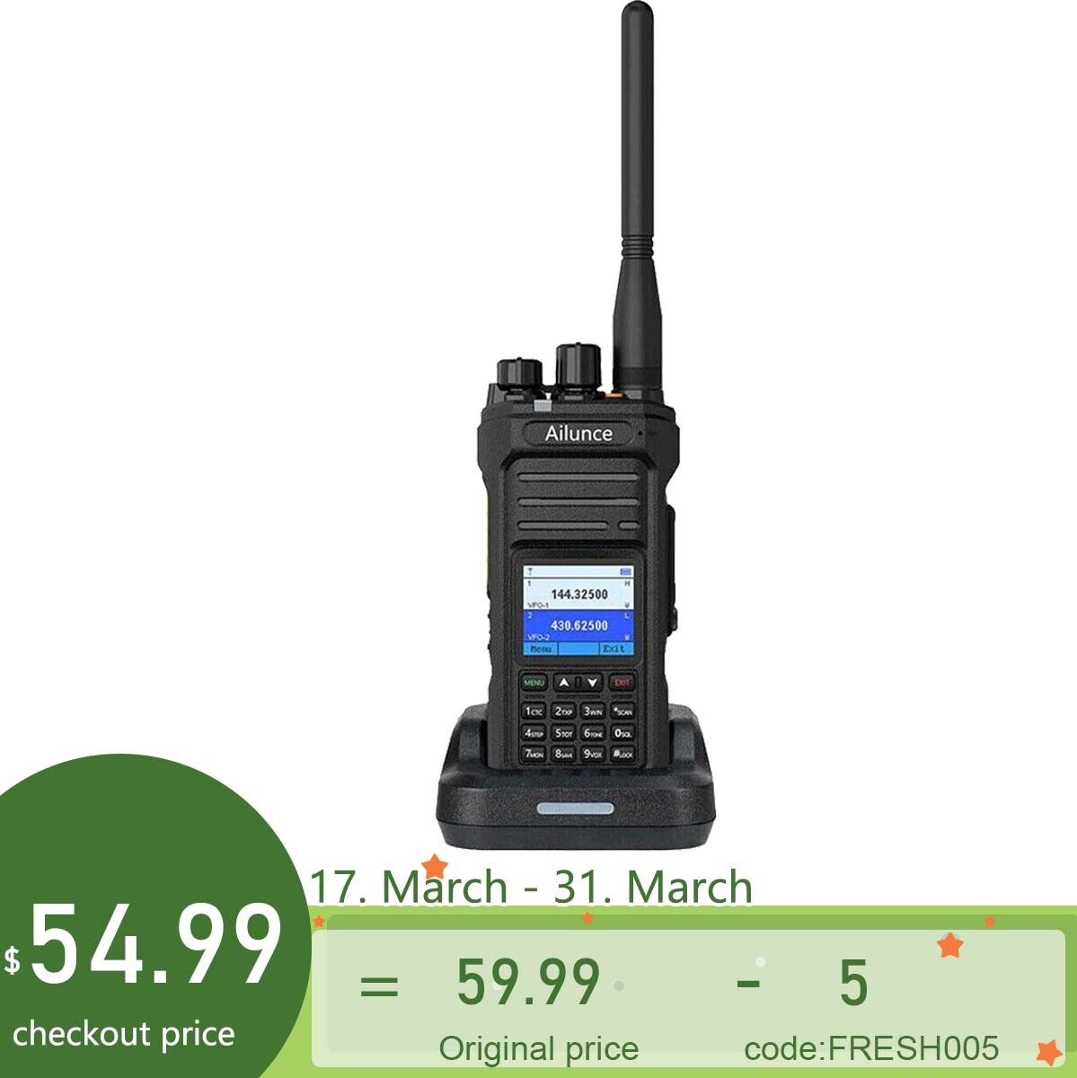 Retevis Ailunce HA1UV Ham Radio Dual Band IP67 2800mA NOAA USB-C Walkie Talkies