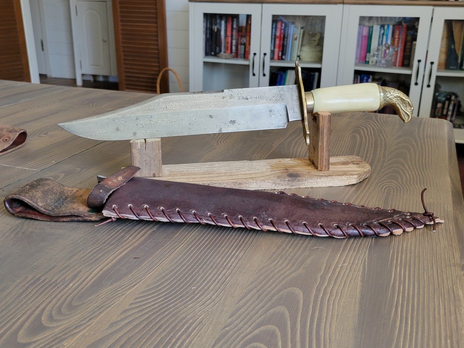 Post Civil War Eagle Head Bowie Knife with Custom Sheath