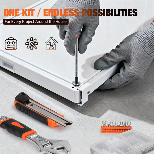 248-Piece Tool Set - General Household Hand Kit with Plastic Orange