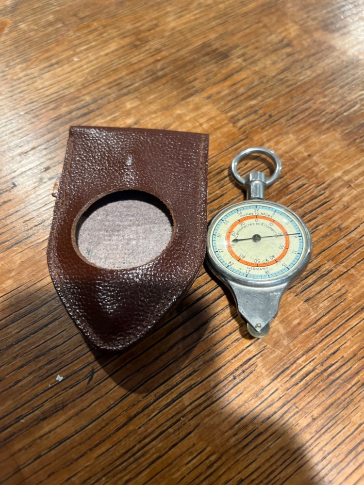 Map Measure OPISOMETER & COMPASS Leather Pouch - broken strap
