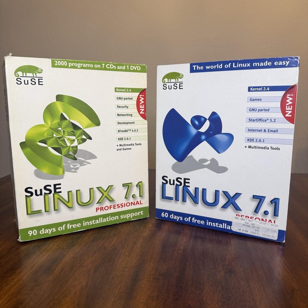 Suse Linux 7.1 Professional And Personal (CD-ROM, 2001) Big Box Vintage Software