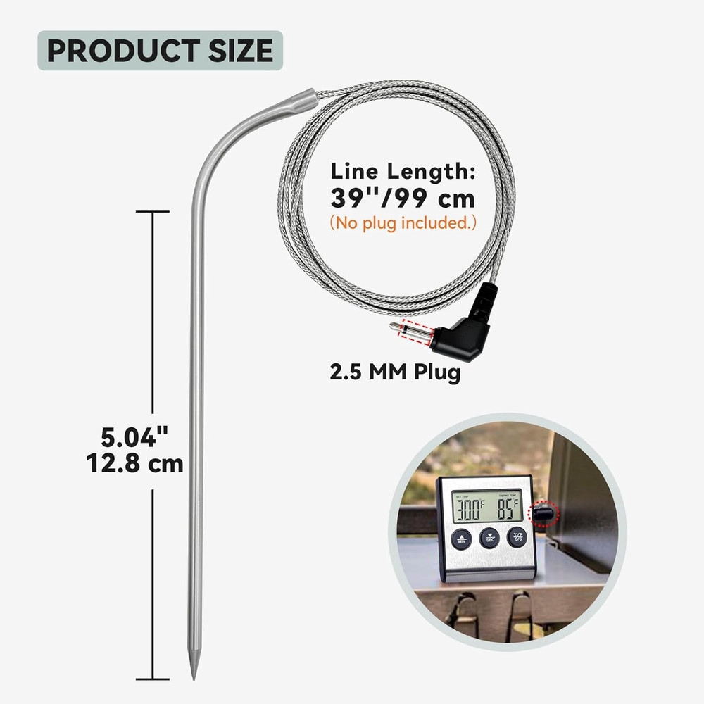 2-pk Tp700 Meat Probe Replacement for Thermopro Digital Thermometer BBQ Sensor