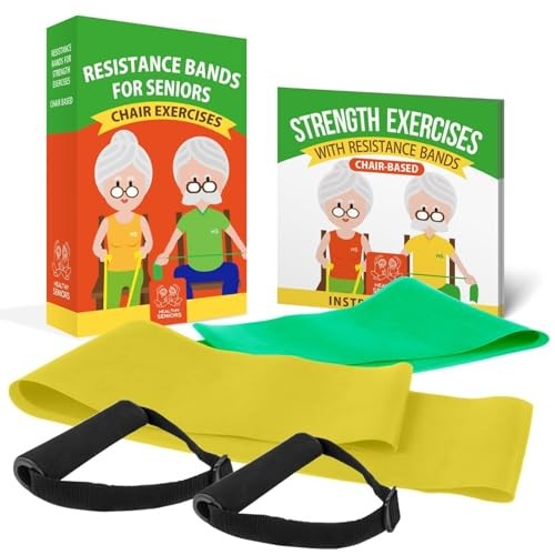 Chair Exercise Program with Two Resistance Bands, Handles and Printed Exercise