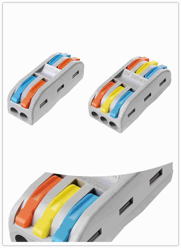 2/3 Way Reusable Spring Lever Terminal Block Electrical  Wire Connectors