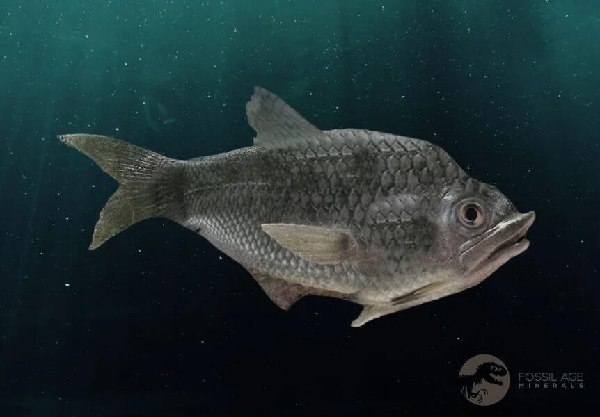 3.3" Diplomystus Dentatus Fossil Fish Green River FM WY Eocene Age COA, Stand