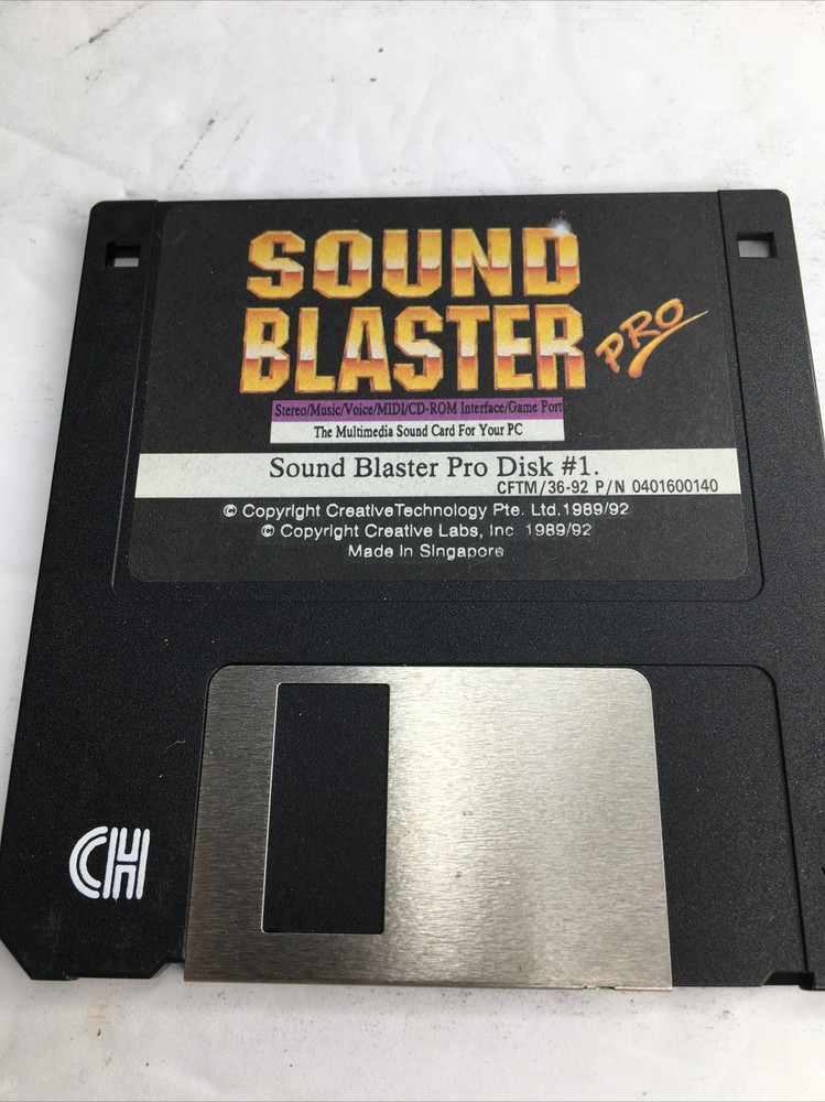 Sound Blaster Pro Disk 1- 3.5" floppy disk 1989/92 Creative Labs Tech Rare!