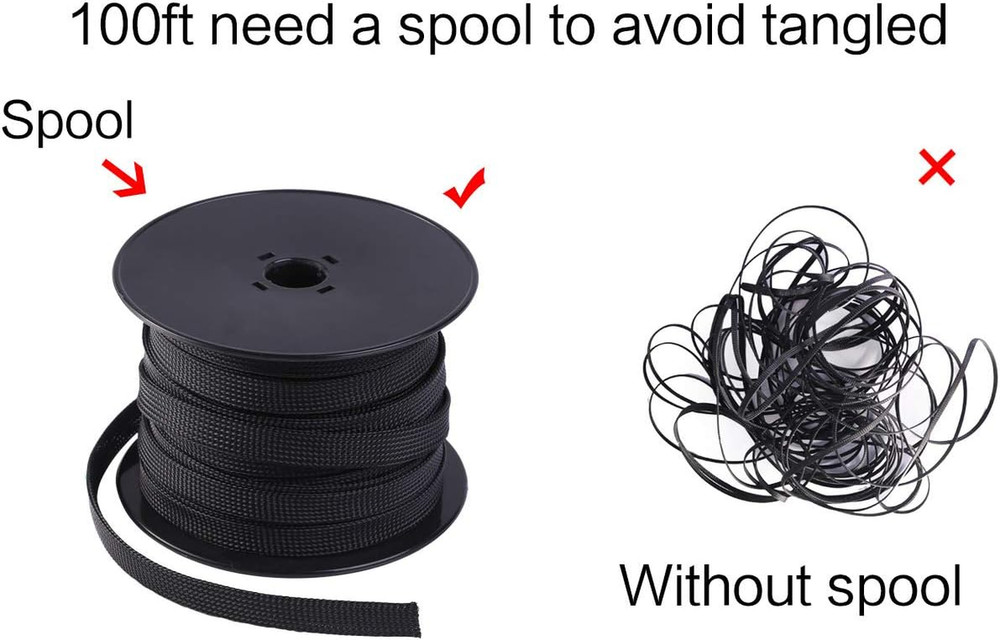 100Ft – 1/2 Inch PET Expandable Braided Cable Sleeve