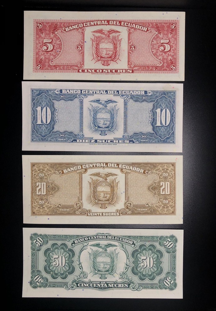 Ecuador Set 5-50.000 Sucres, 11 notes, UNC Condition