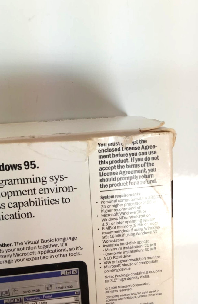 Microsoft Visual Basic Standard Edition Version 4.0 used complete Win 95 1996