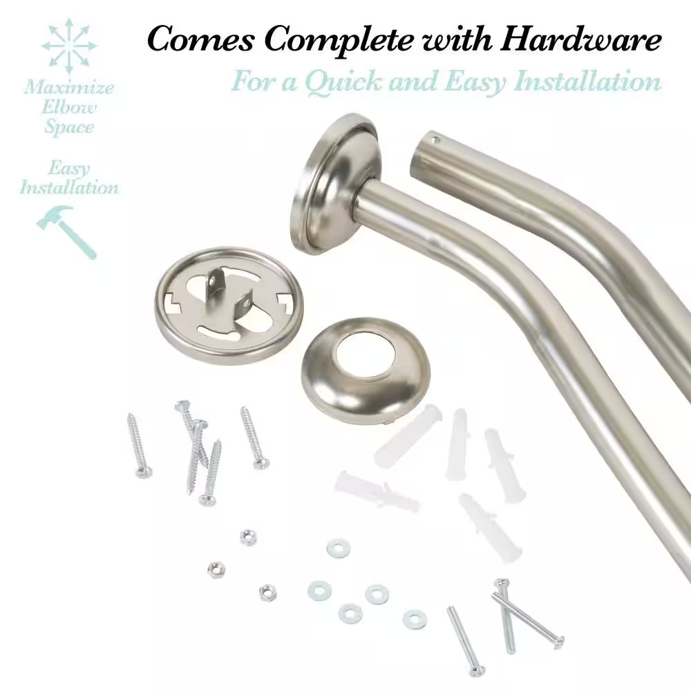 Curved Wall Mounted Rod in Satin Nickel