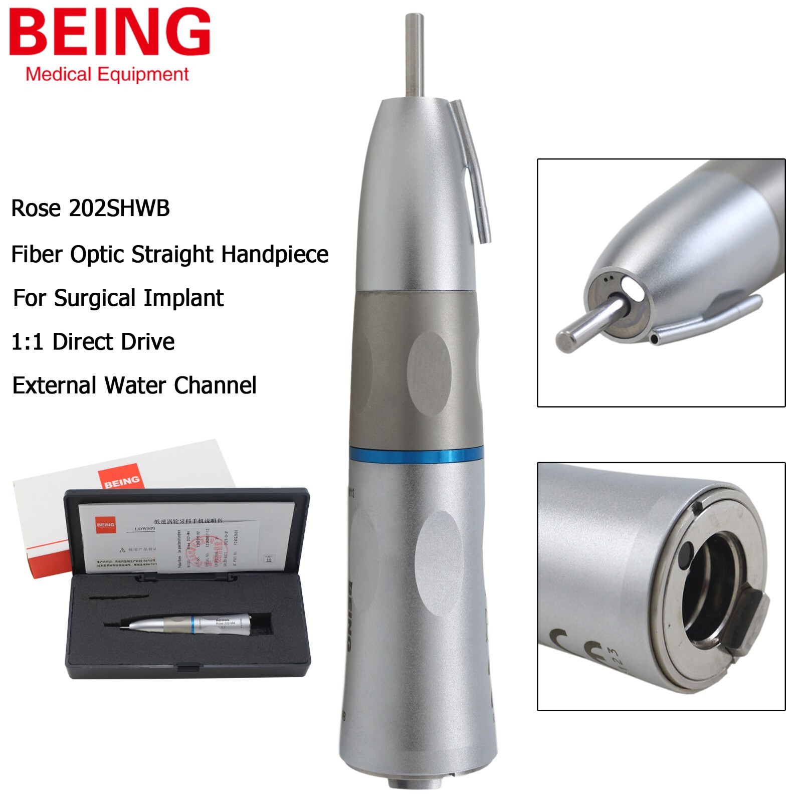 COXO Dental 20:1 Implant Surgical Handpiece Contra Angle Straight Fiber Optic