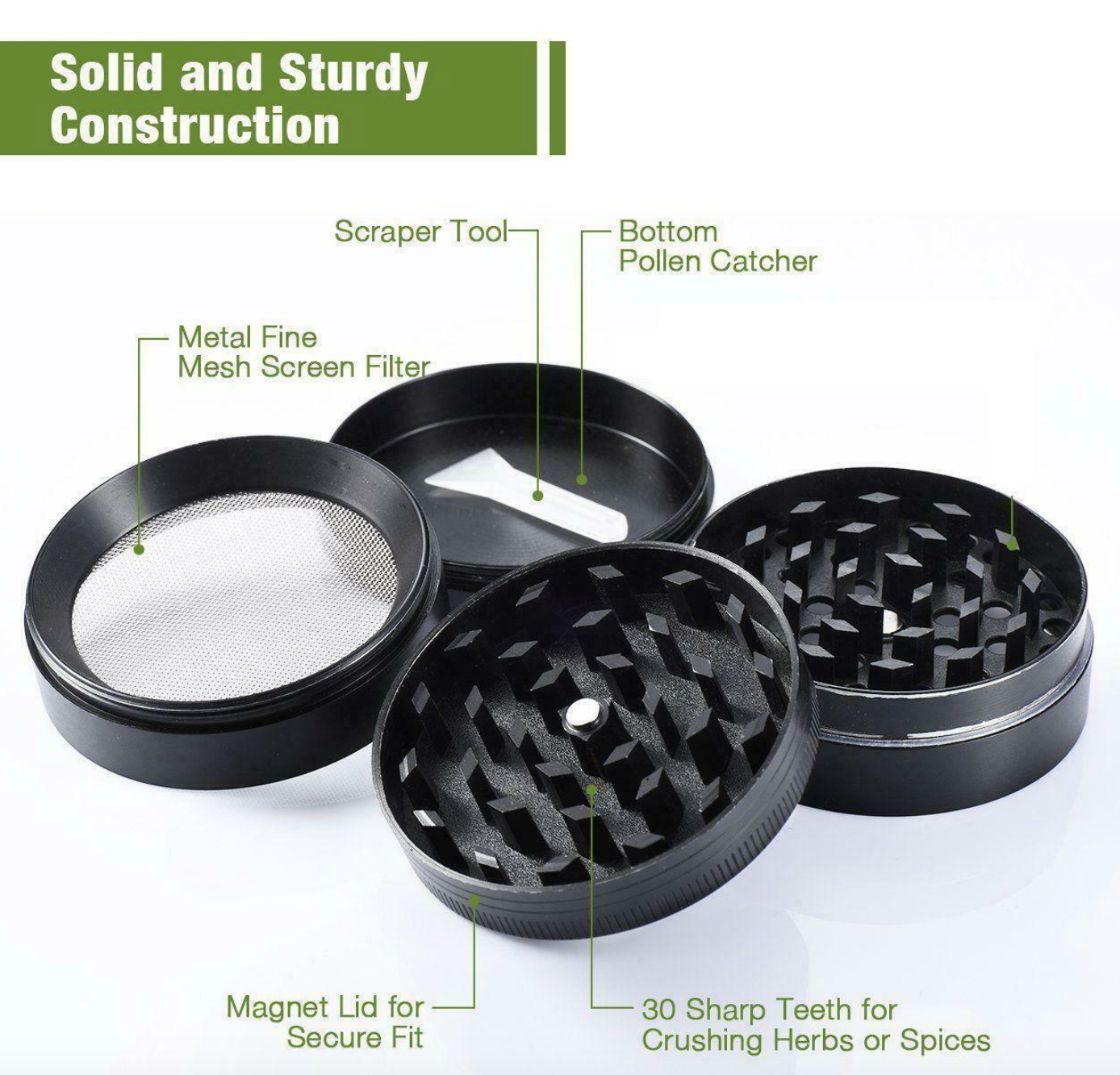 1.5" Tobacco Herb Grinder Spice Herbal Zinc Alloy Smoke Crusher 4 Pieces Metal