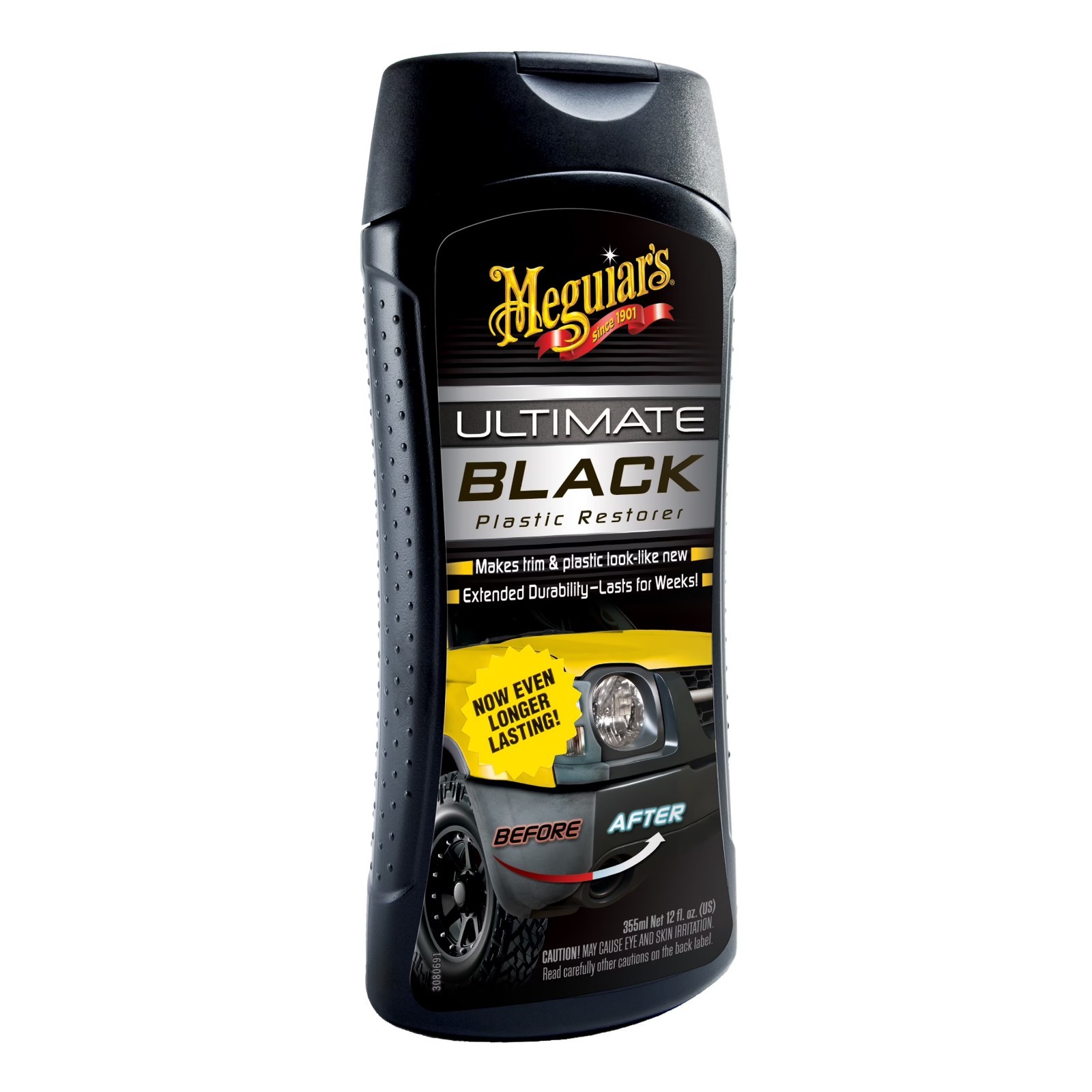 Meguiar’s Ultimate Black Plastic Restorer, White, Liquid – Restores Car Shine, 1