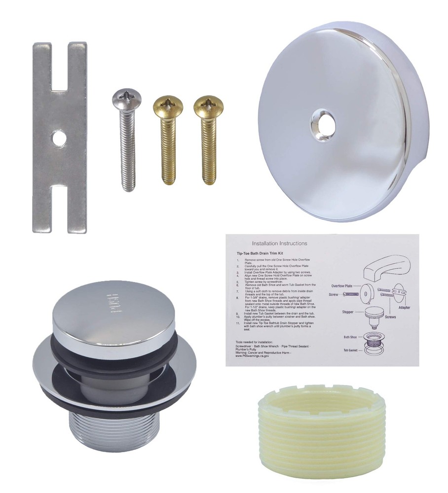 Tip-Toe Bath Drain Trim Kit Replacement Part for Bathroom Chrome 1 Pc