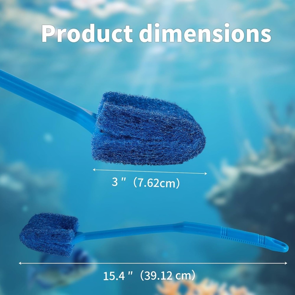 Aquarium Algae Scraper Double Sided Sponge Brush Cleaner Long Handle Fish Tan...