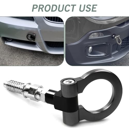 1 PC Car Front Bumper Tow Hook Pull Ring, Foldable Screw-in Structure Tensile