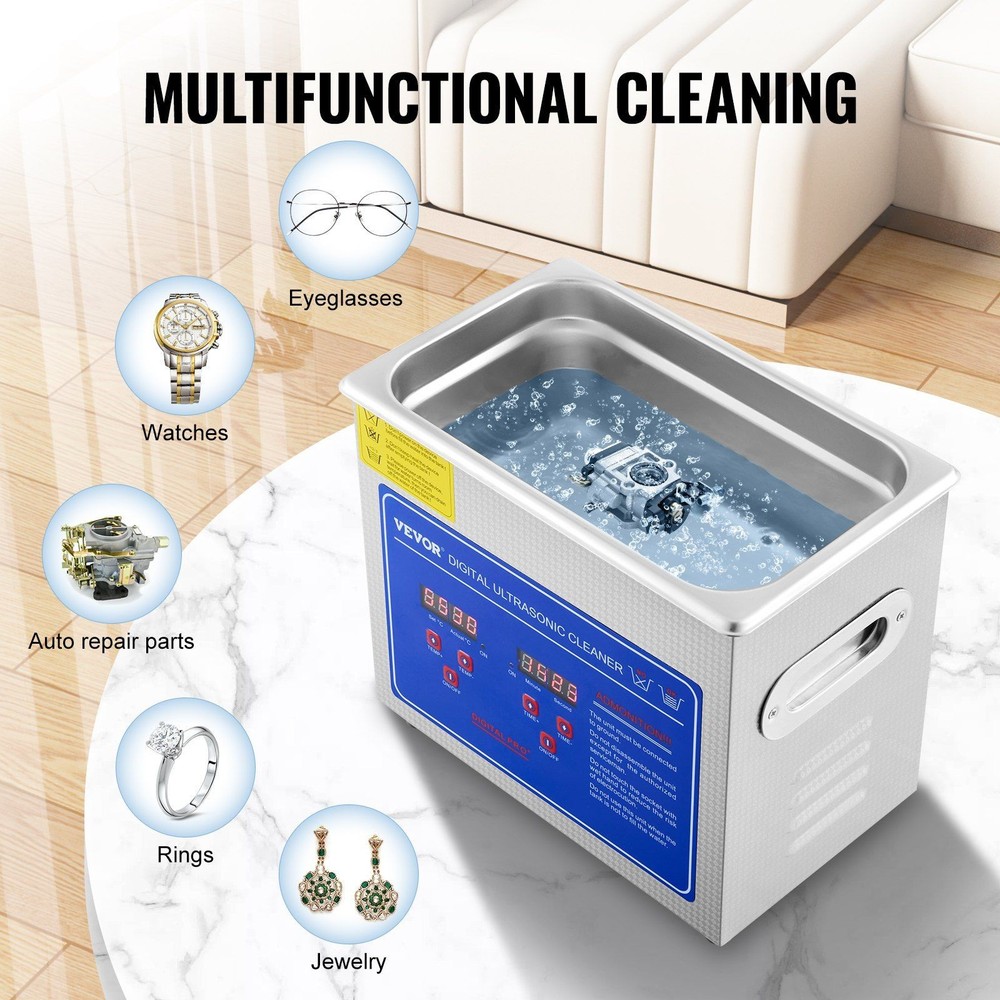 Compact 3L 40kHz Ultrasonic Cleaner with Heating Function Digital Readout