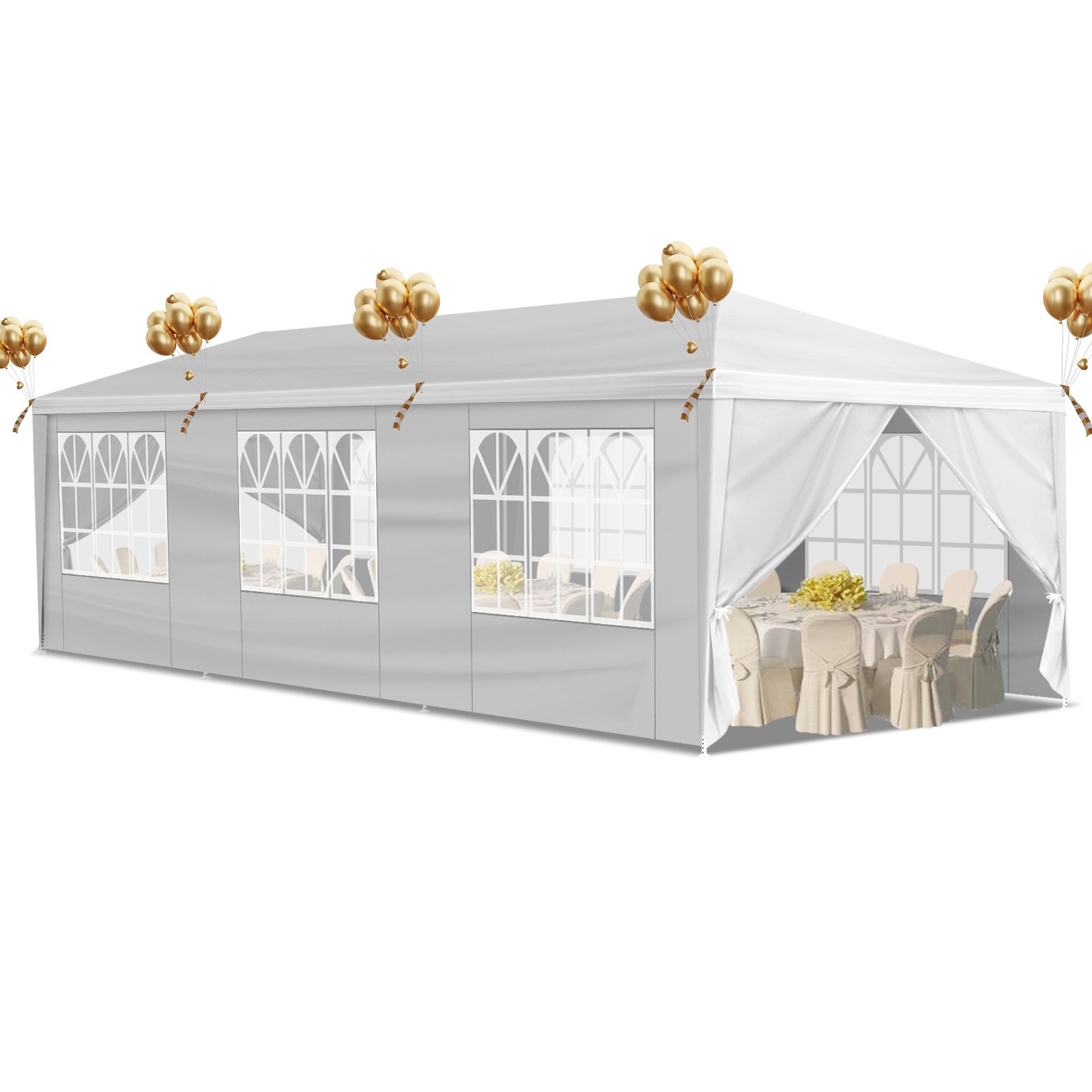 10'x30' Outdoor Gazebo Canopy Tent Wedding Party Tent Patio /w 8 Removable Walls