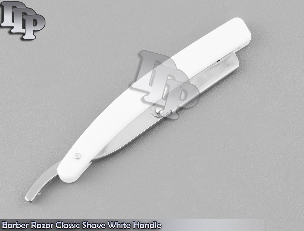 Straight Barber Razor Classic Shave White Handle
