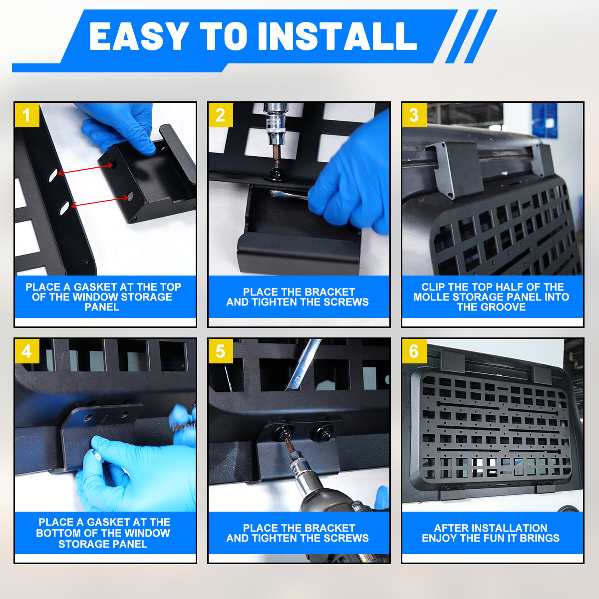 For Jeep Wrangler JL 2018-2026 4Door Rear Metal Window Storage Flank Molle Panel