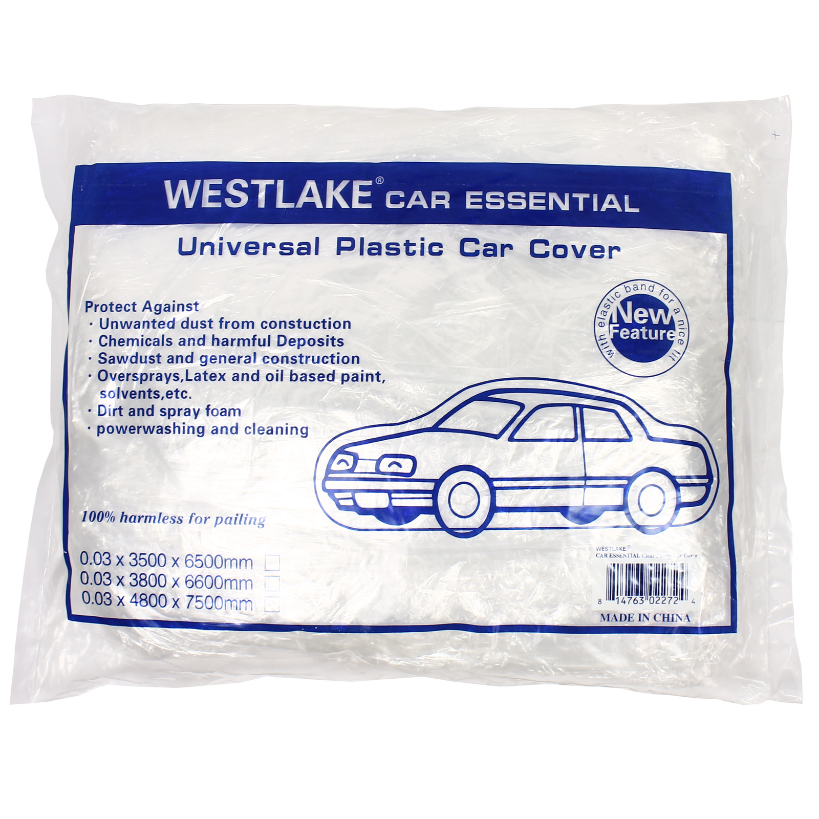 5 PACK Clear Plastic Disposable Car Cover Temporary Universal Rain Dust Garage