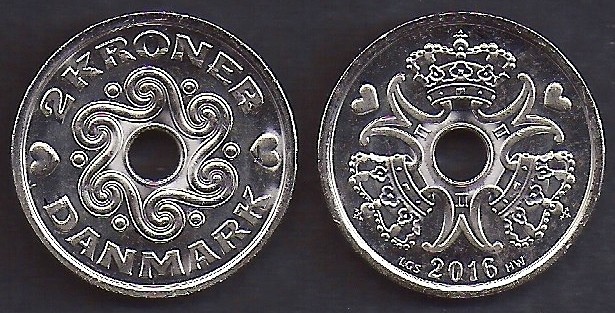DENMARK 2 Kroner 2016 KM 874.1 UNCIRCULATED