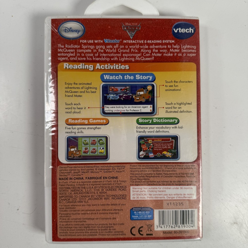 VTech V.Reader Disney Pixar Cars 2 Interactive E-Reading System Game Cartridge