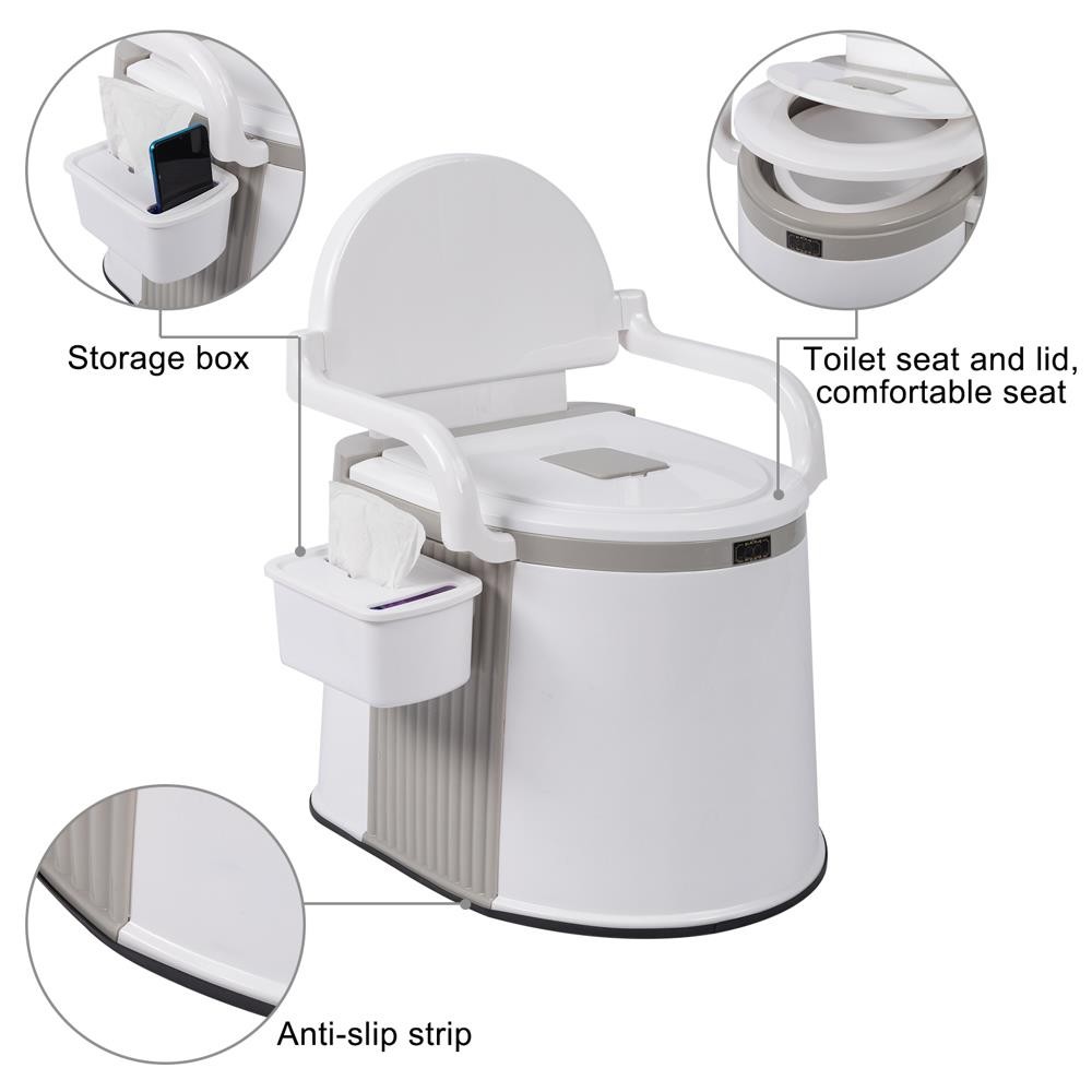 5 Gallon Camping Portable Toilet Travel Outdoor/Indoor Commode Potty +Tissue Box