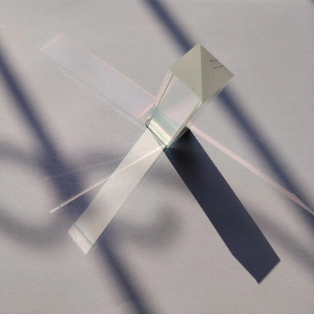 2PCS 18x18x65mm Triangular Prism Optical Studnt Physics Experiment Teaching Tool