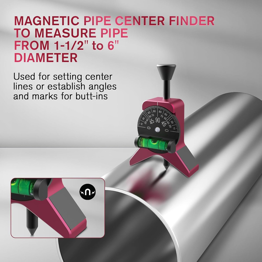 Pipe Center Finder, Pipefitter Tools W/Magnetic Centering Head, Pipe Fitting Too