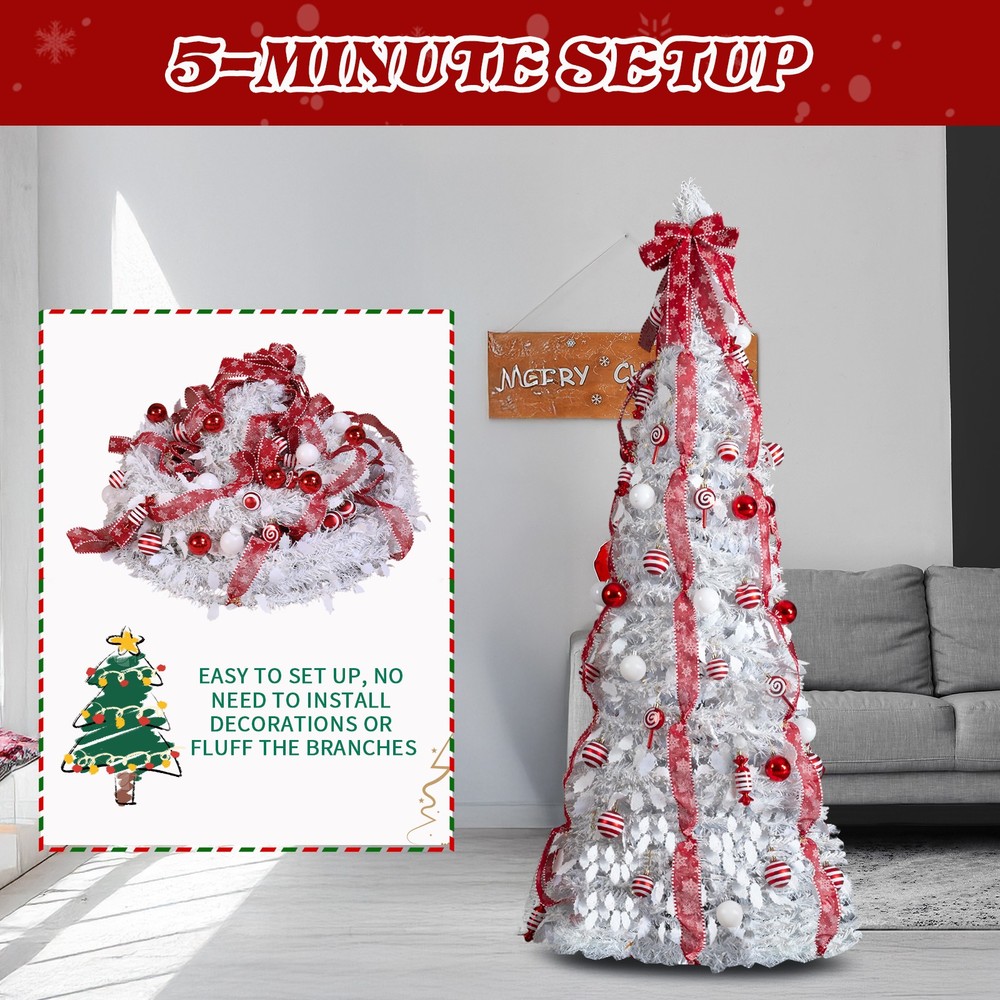 6 FT Fully Decorated Pre-lit Christmas Tree