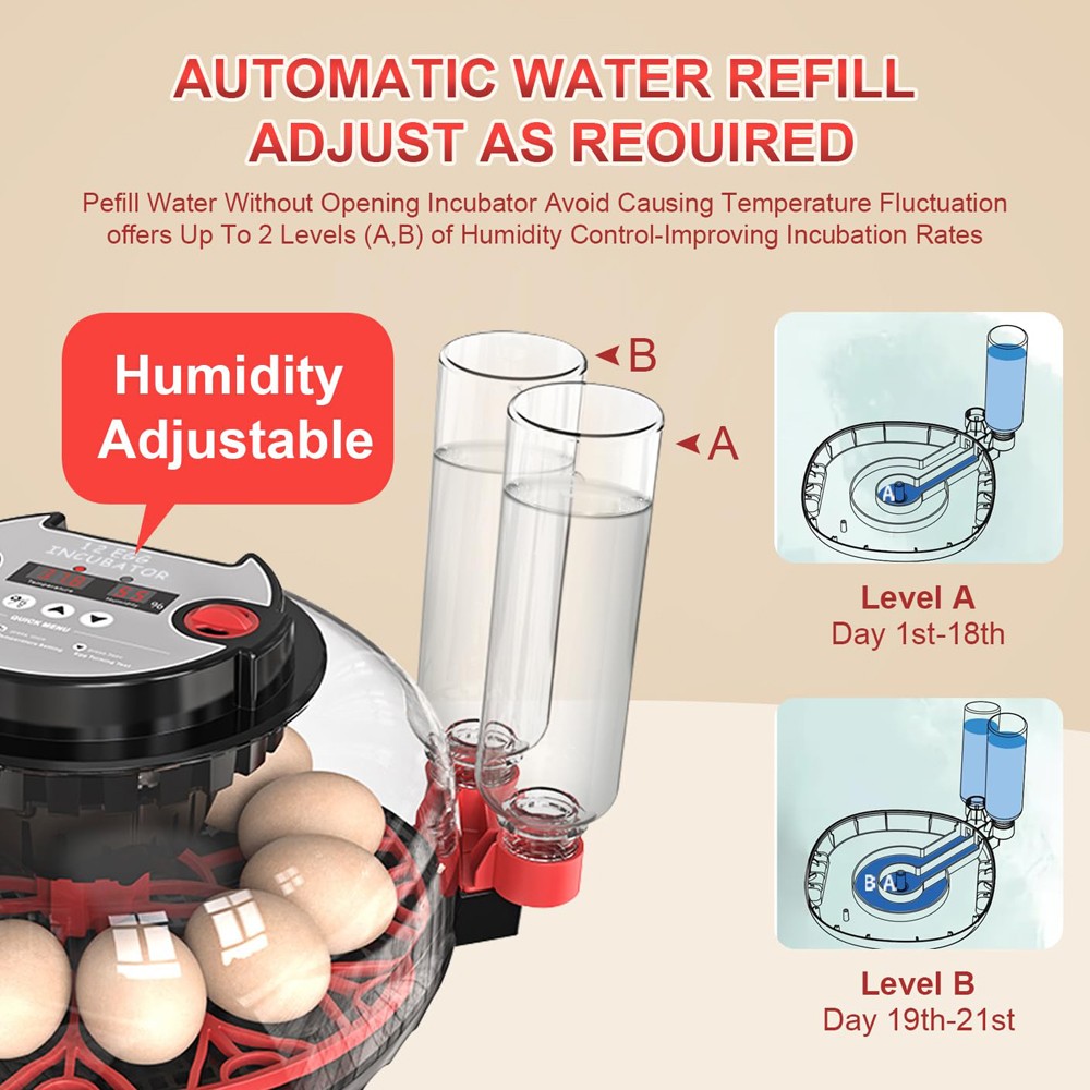 12 Eggs Incubator Automatic Turning Quail Chick Chicken Hatcher For Hatching Egg