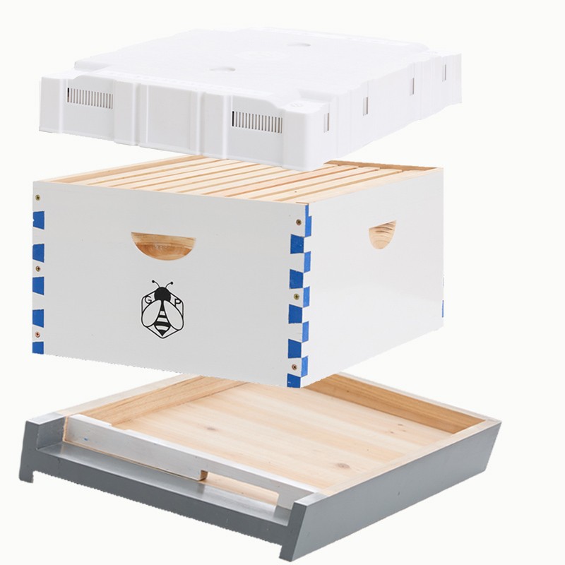 Langstroth Beehive Kit 10 Frame Box brood House +10 Deep Frames Comb Beekeeping