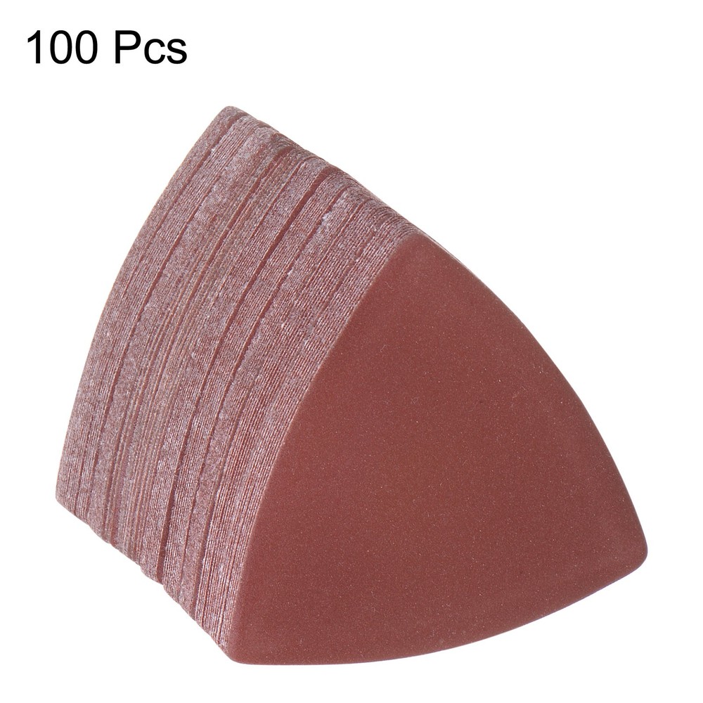100pcs 600 Grits 80mm Aluminum Oxide Triangular Hook & Loop Sandpapers Pads