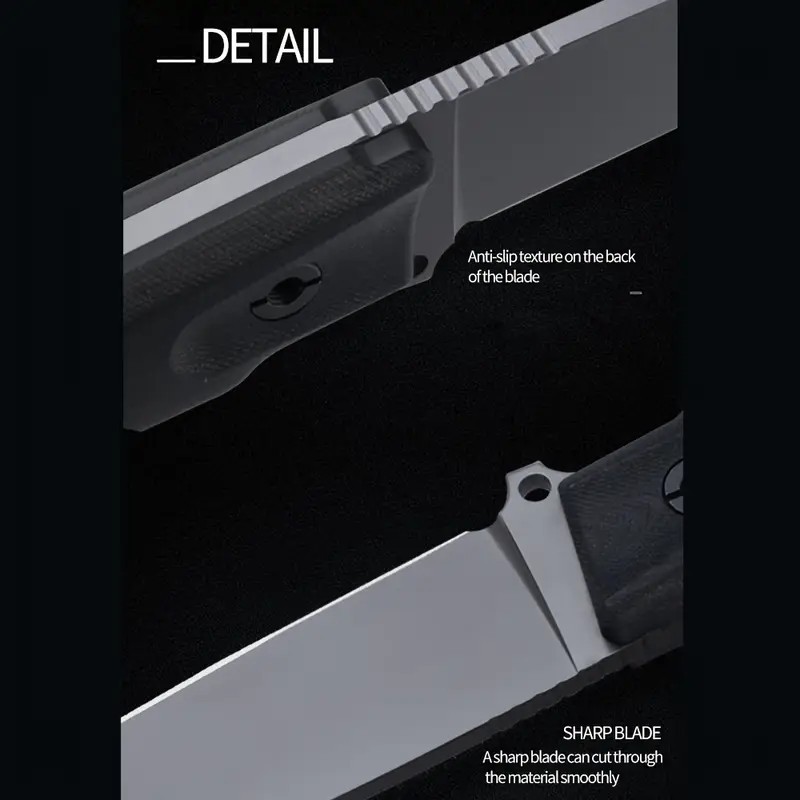 New 9.25" Tactical Fixed Blade Knife Deluxe Carbon Fiber Sheath 4.5" Tanto Blade