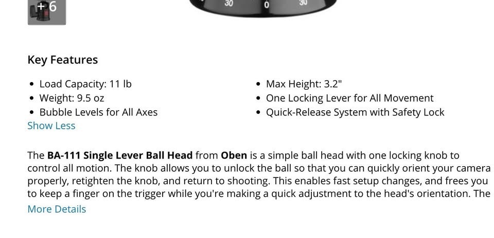 Oben tripod ball head