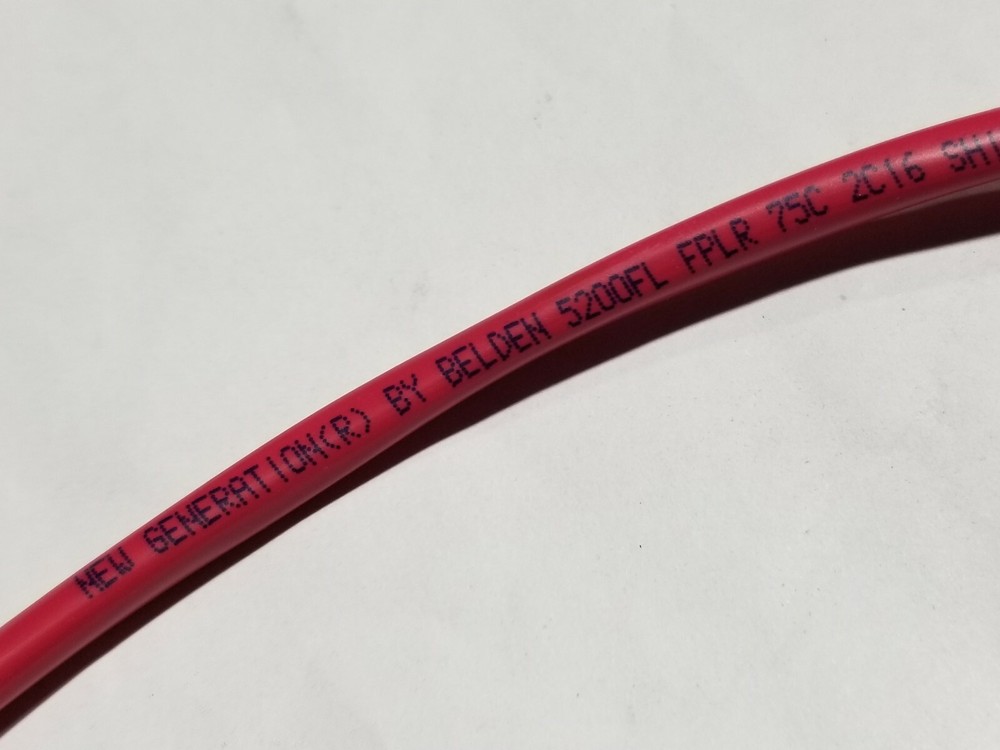 Belden 5200FL 16/2C Stranded Beldfoil Shielded Fire Alarm Cable Riser Red /100ft