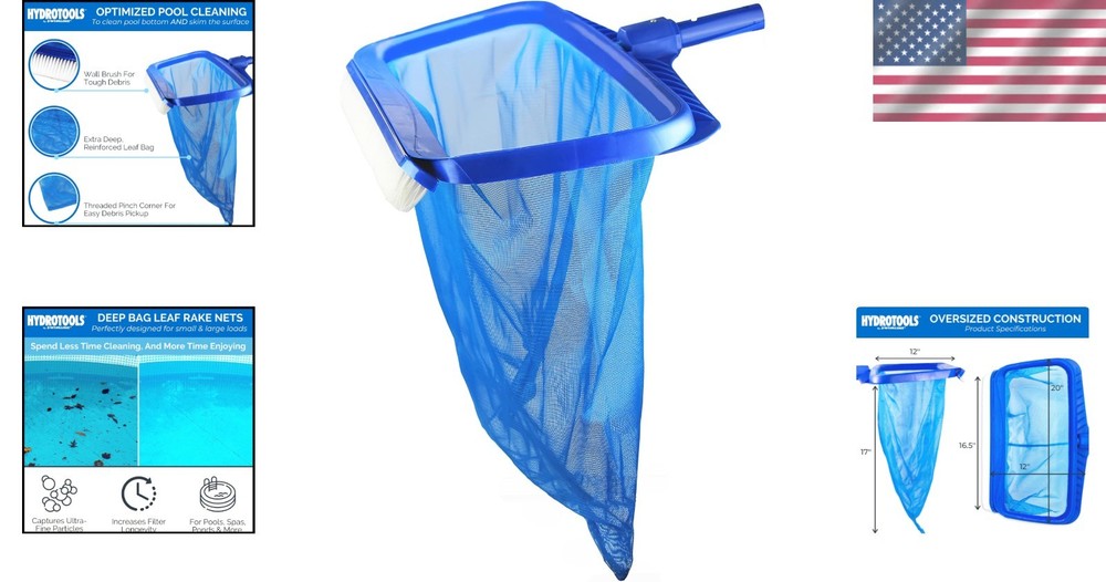 Versatile Hydrotools 8041 Leaf Rake | Reinforced Design for Pool Debris Pickup