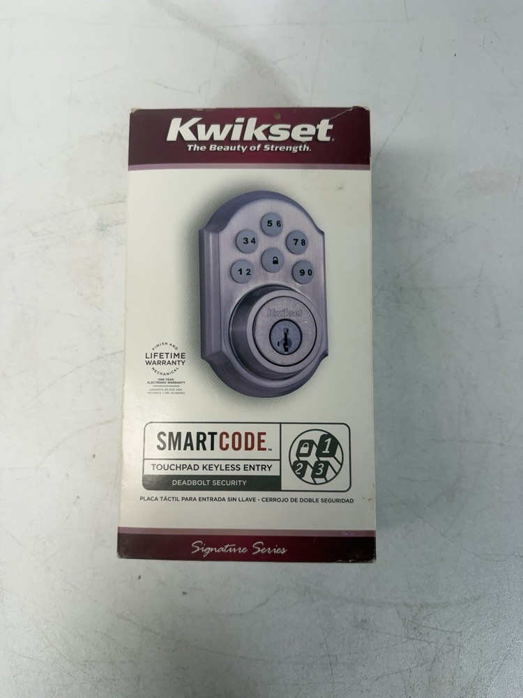 Kwikset SmartCode Silver Satin Keyless Touchpad Deadbolt Lock Front Door