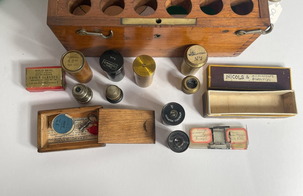 Cased Stiassnie Microscope with accessories