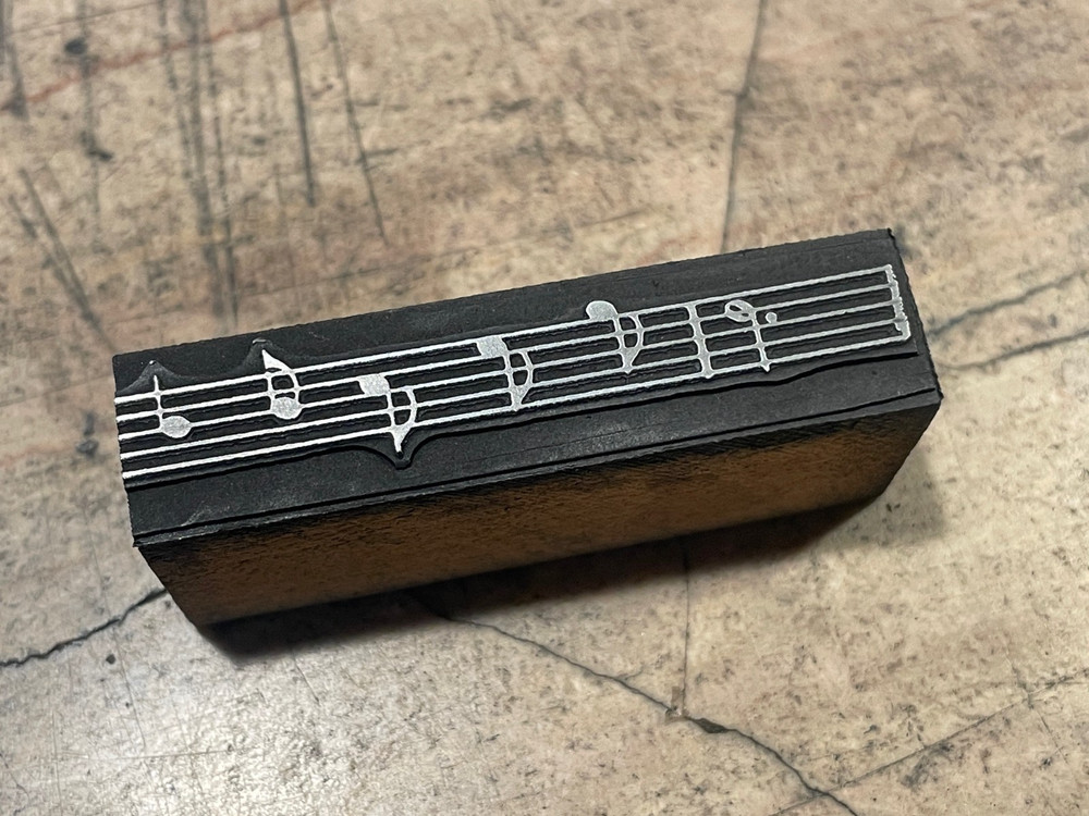 Printing Letterpress Printers Block Music Notes On Staff / Notation (2161)